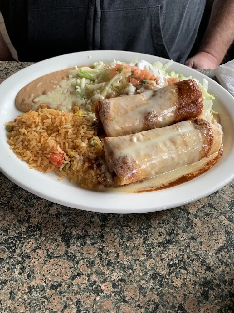 Burrito Enchilada Taco Rice and Beans